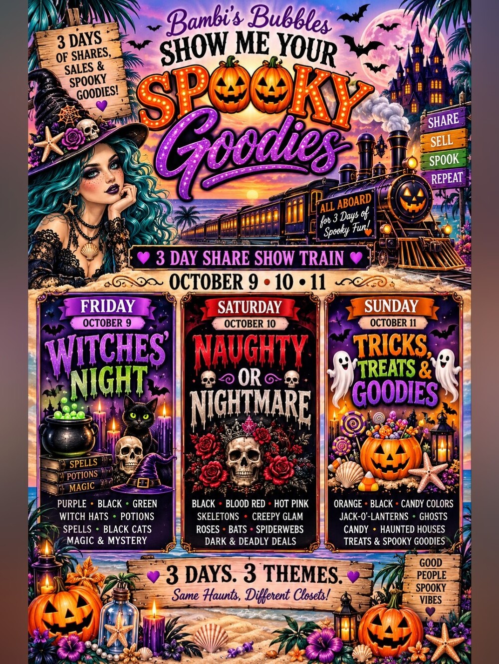 🧜‍♀️Show Me Your Spooky Goodies 3-day Share Show Train October 9•10•11🧌